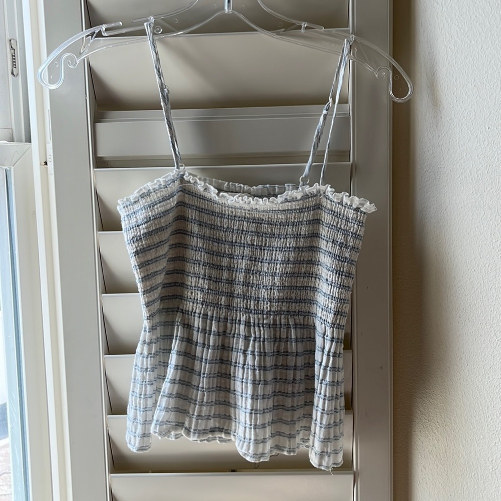 L.A. Hearts by Pacsun ruffle top! Size M. Light blue and white striped.